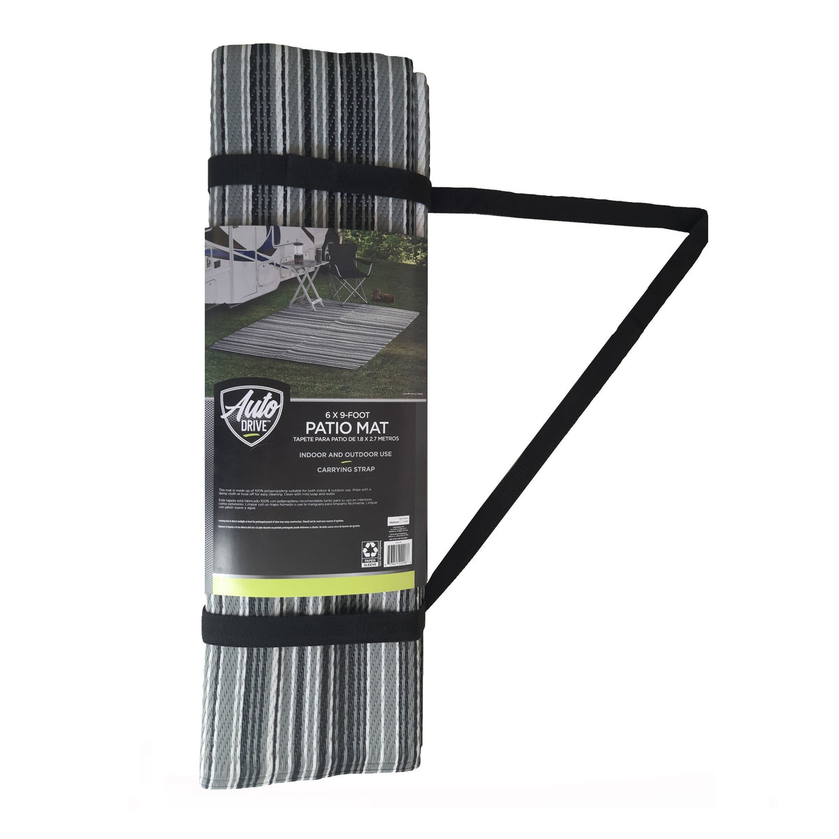 Reversible RV patio mat 6 x 9 ft, gray
