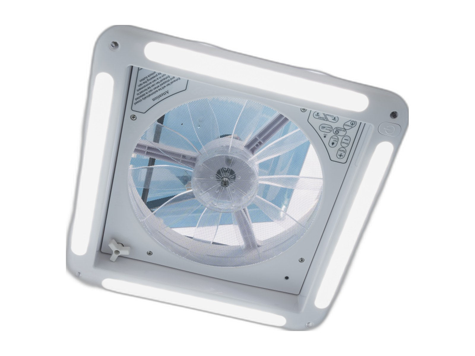bathroom fan with light on white background