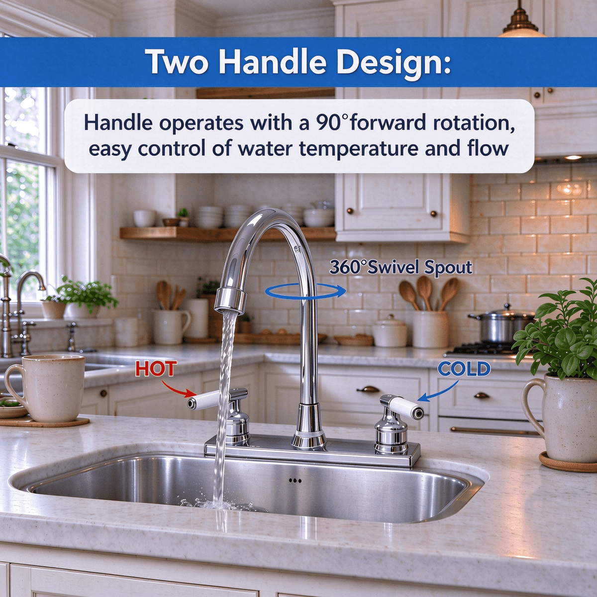 8 inch RV kitchen faucet, view 3