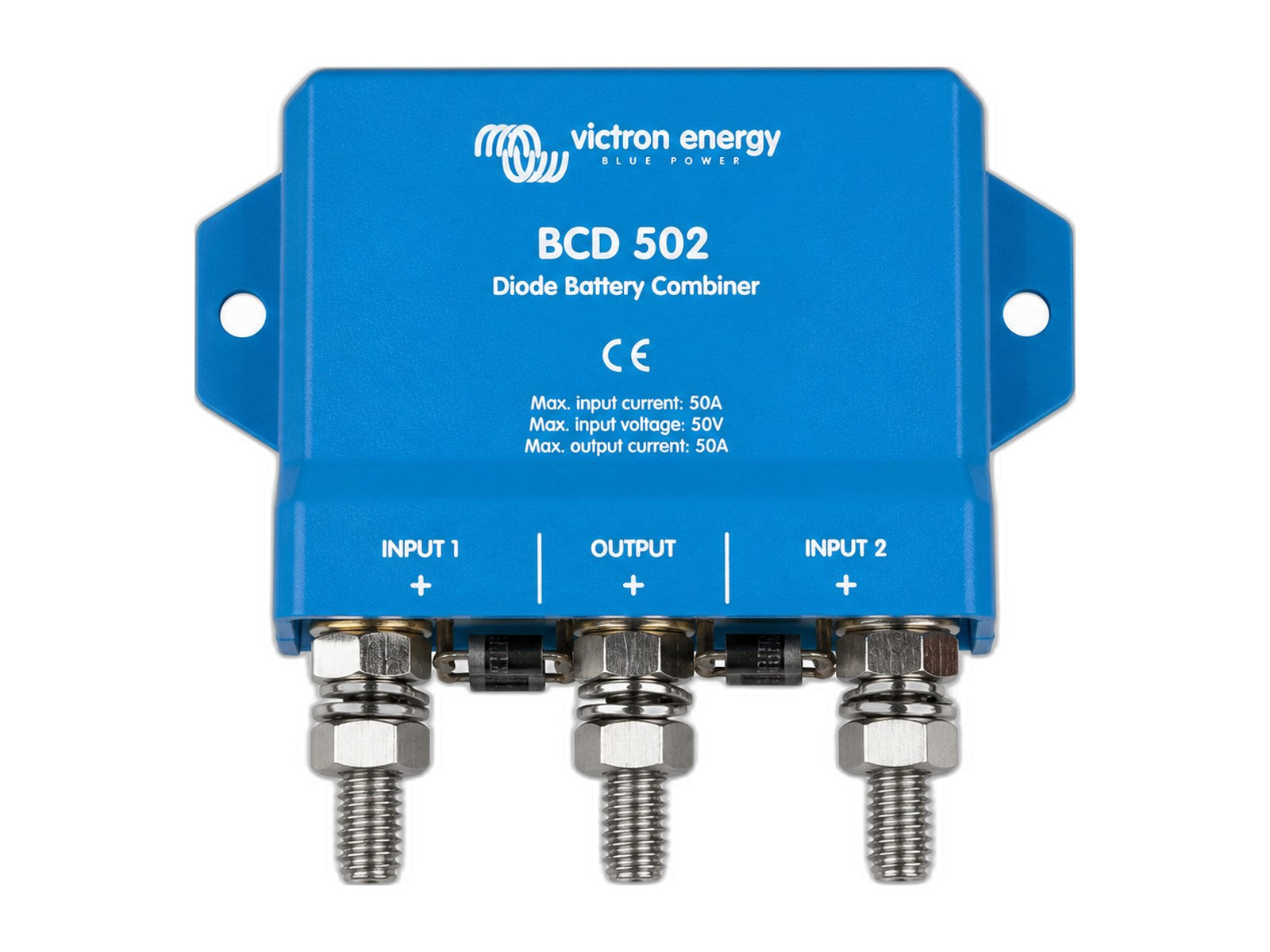 bcd 2 batteries diode battery combiner on white background