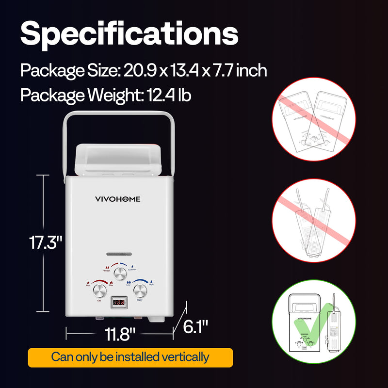 VIVOHOME portable propane water heater, view 2