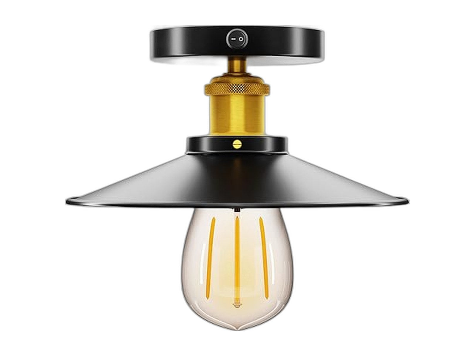black 12v 110v rv vintage ceiling light fixture on white background