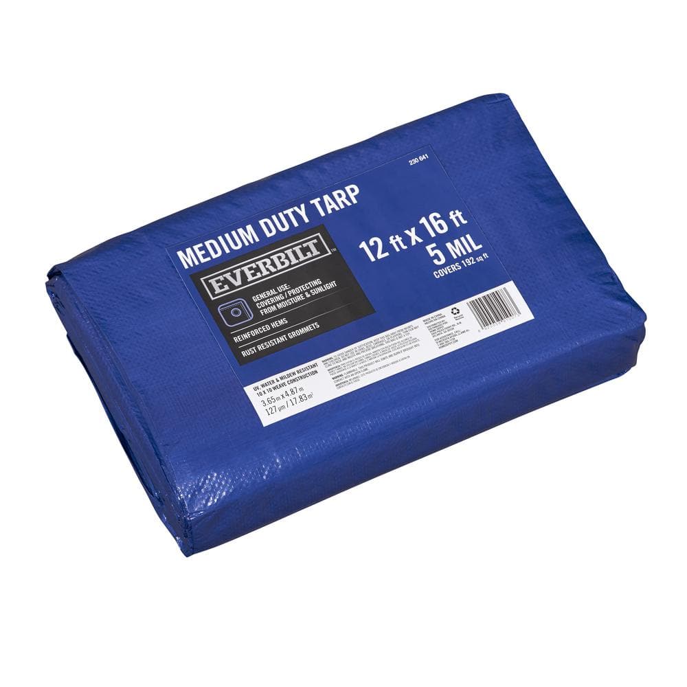 Blue medium duty tarp, 12 x 16 ft