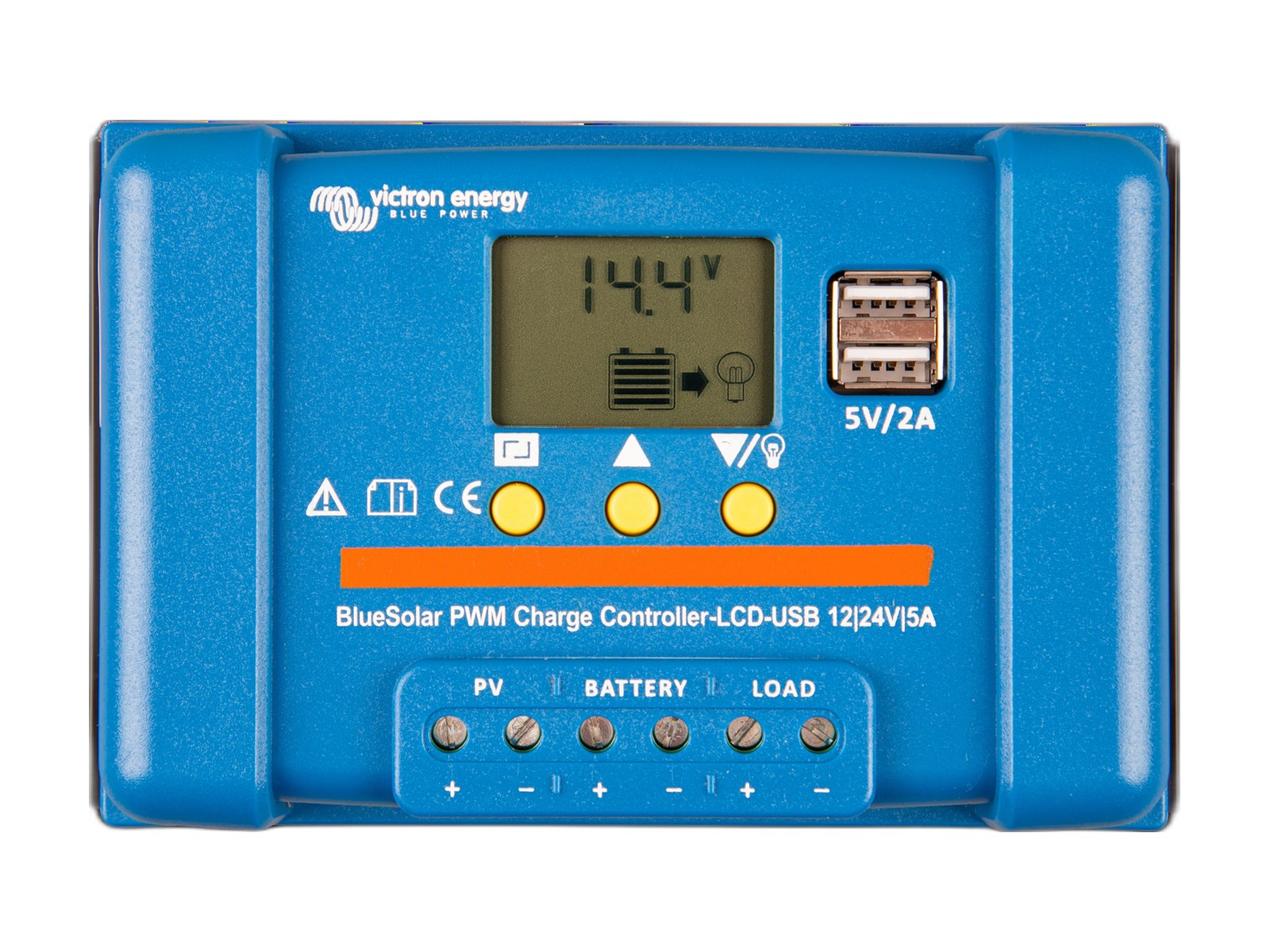 bluesolar pwm lcd usb on white background