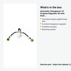 Automatic Changeover LP Propane Regulator Kit with Dual Tank Pigtail Hoses for RVs - what is in the box