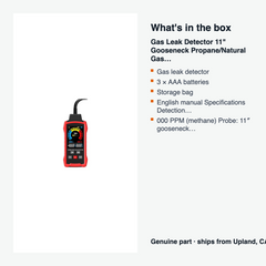 Gas Leak Detector 11" Gooseneck Propane/Natural Gas — what's in the box