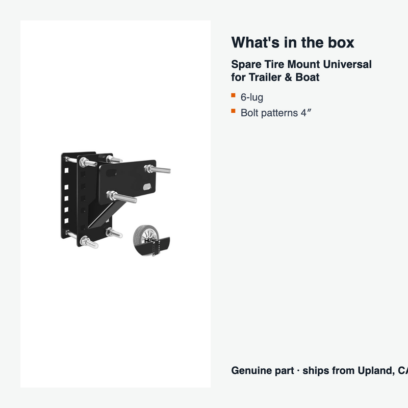 Spare Tire Mount Universal for Trailer & Boat - what is in the box