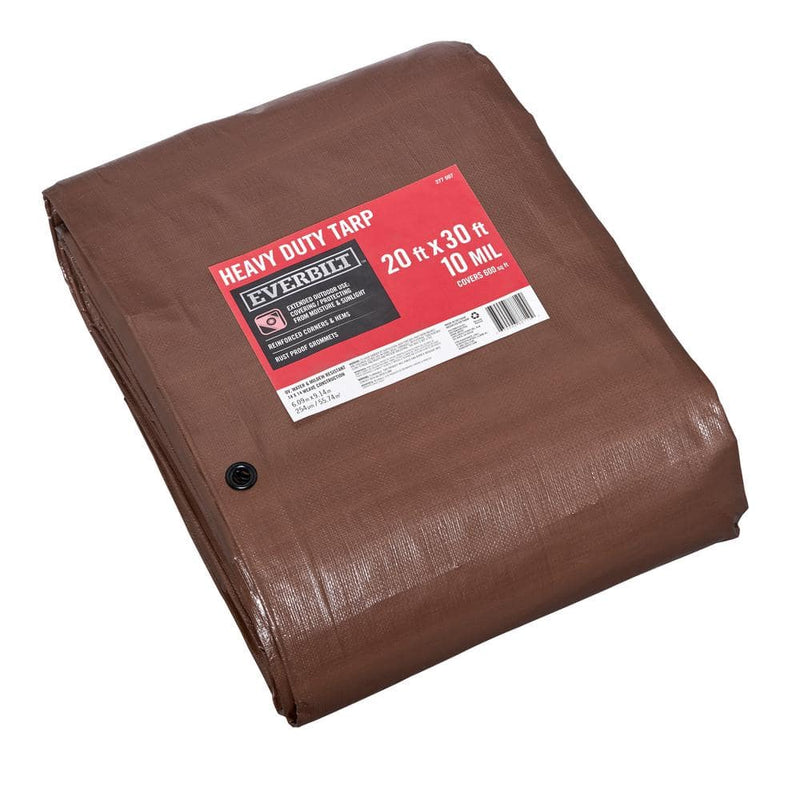 Brown and silver heavy duty tarp, 20 x 30 ft