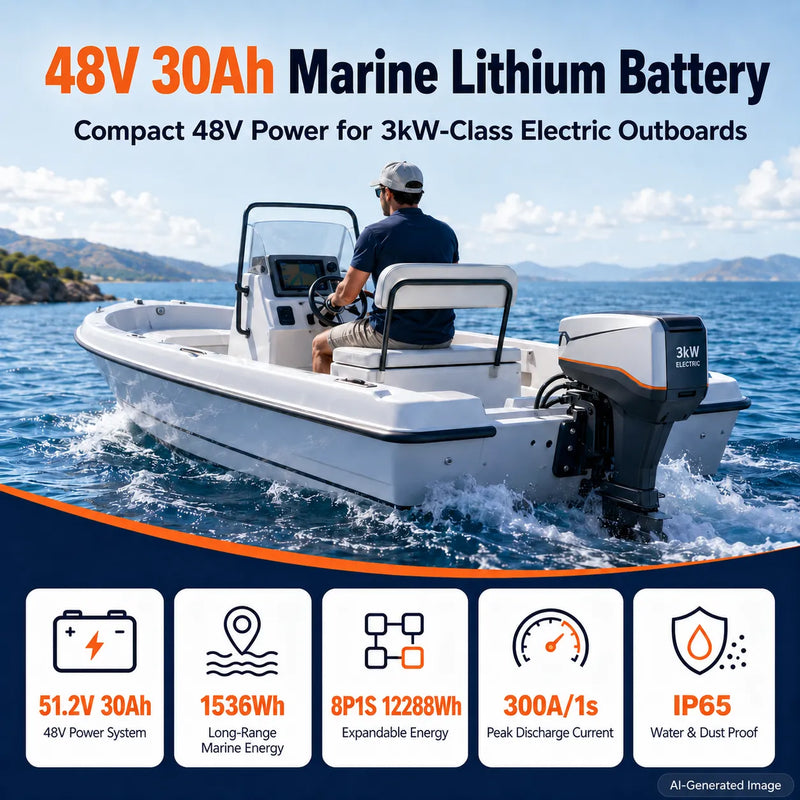 LiTime 48V 30Ah GC2 Bluetooth LiFePO4 Golf Cart & Marine Battery
