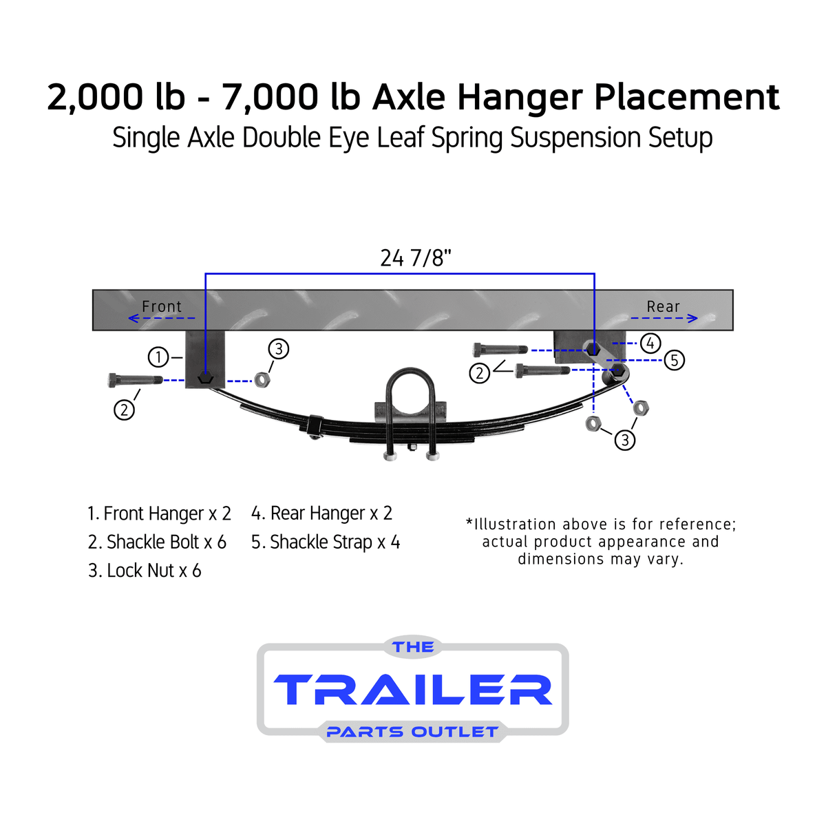3500 lb idler trailer axle 5 on 4.5