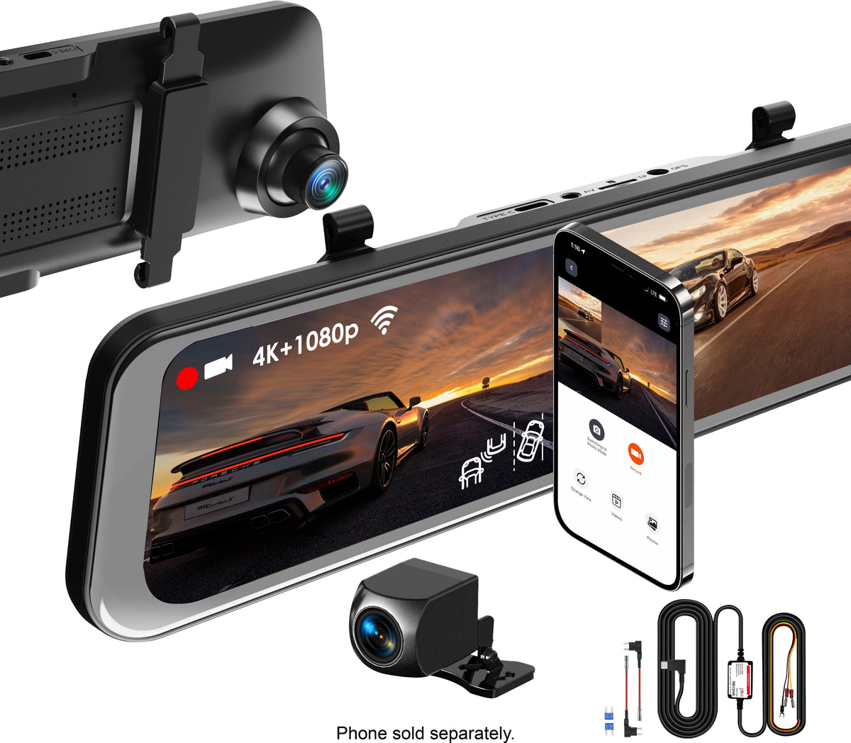 4K mirror dash cam, view 2