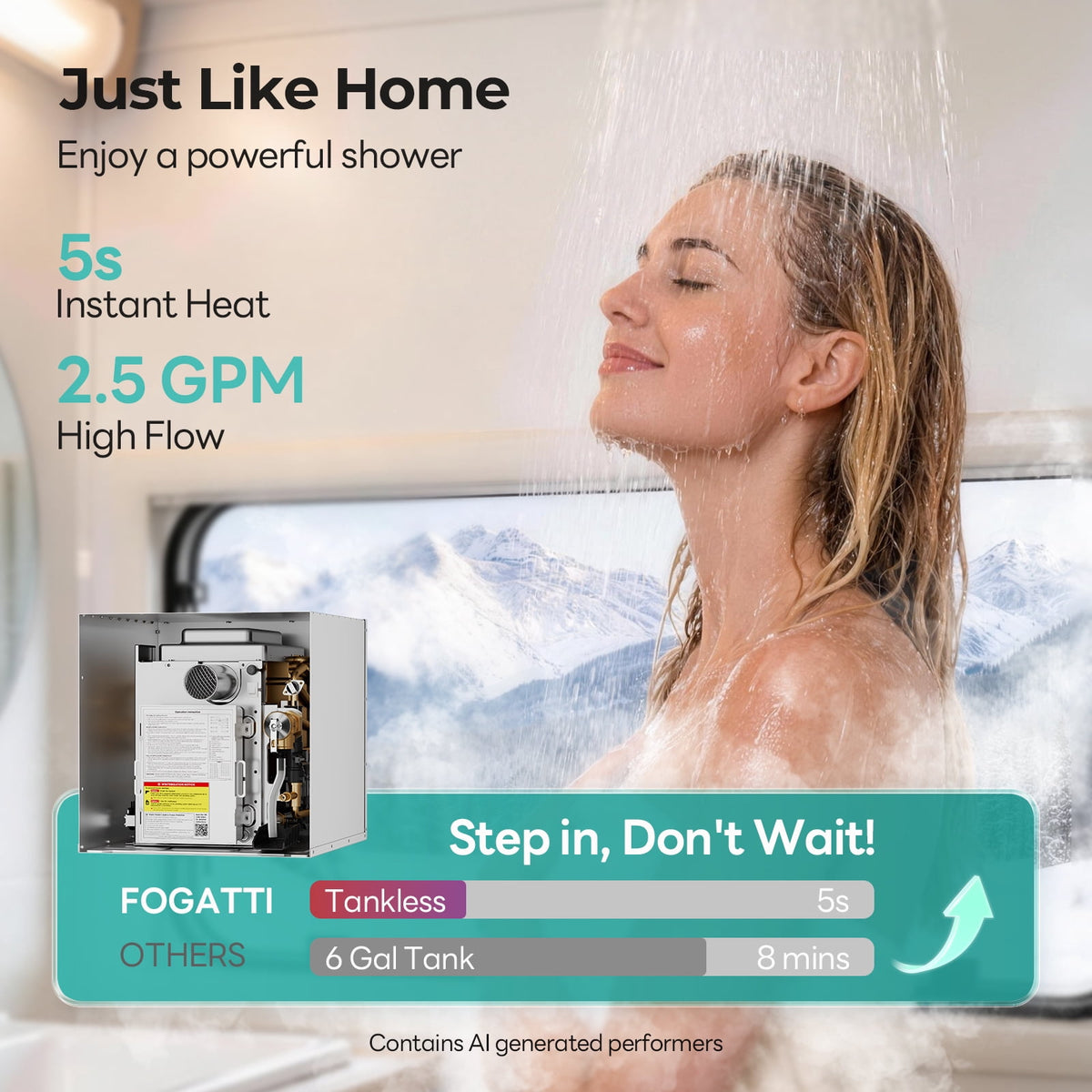 Fogatti tankless RV water heater, view 3