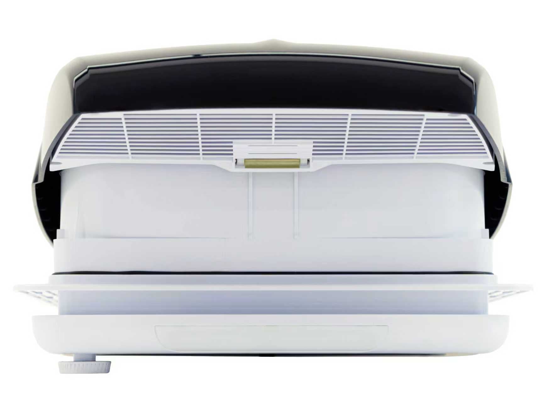 Carbonogy RV roof vent fan front view with vent grille and filter