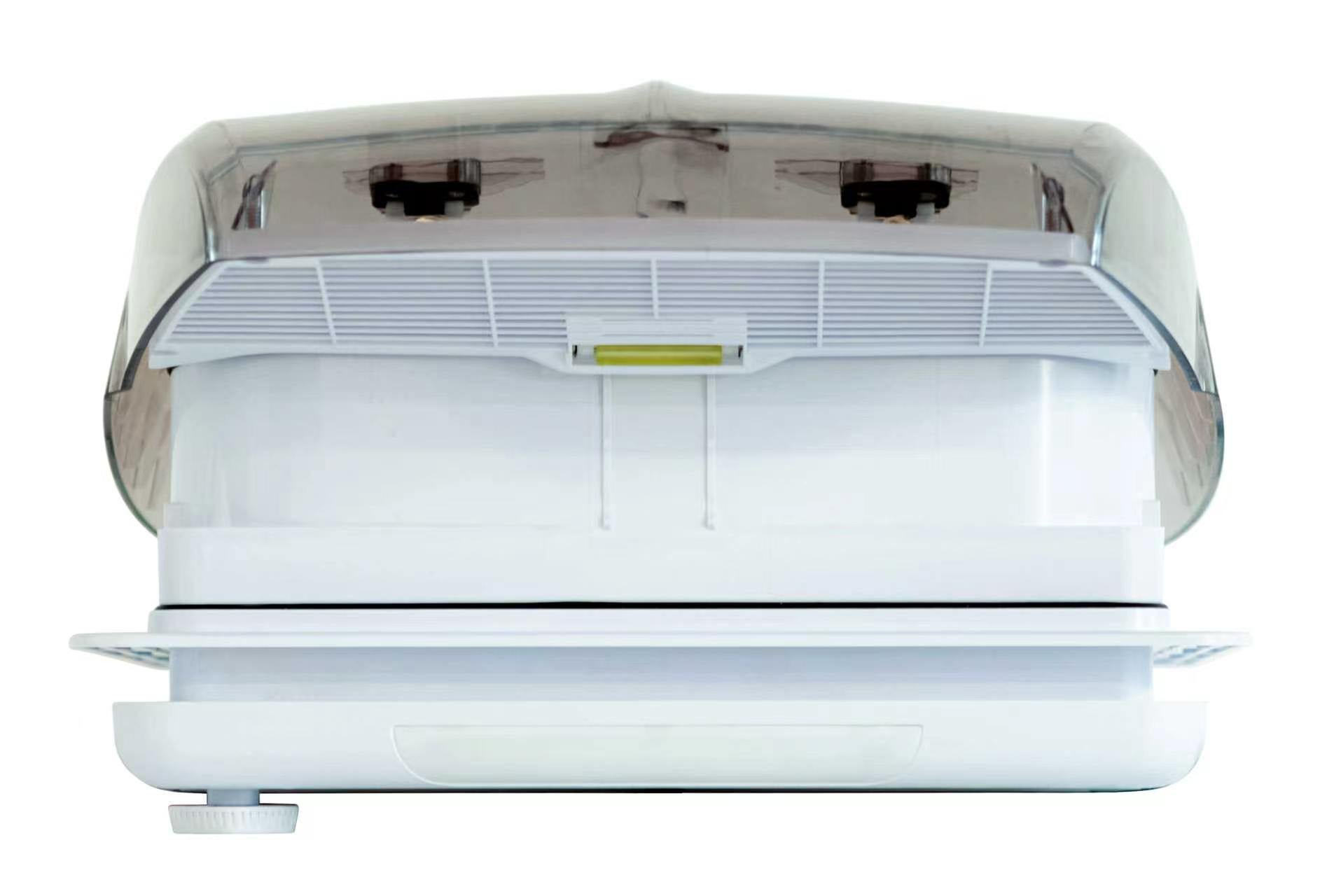 Carbonogy RV roof vent fan with clear cover, front view
