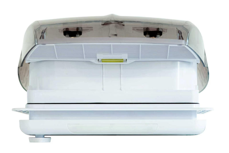 Carbonogy RV roof vent fan with clear cover, front view