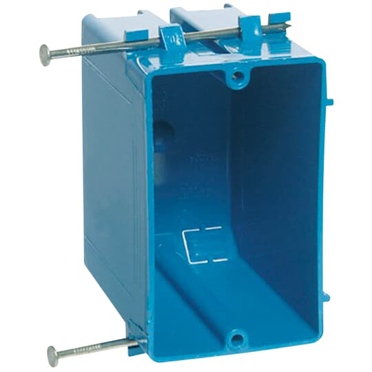 Carlon B120A blue 1-gang PVC nail-on electrical box