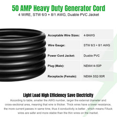 50 amp RV power cord 20 ft twist-lock