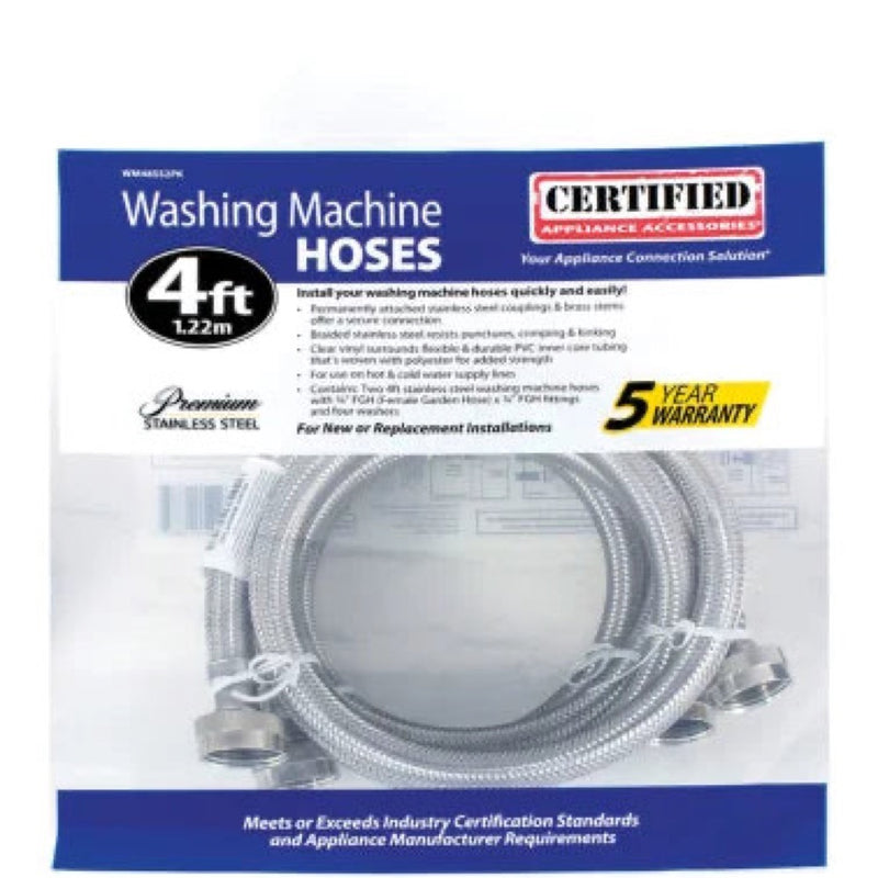 Certified Appliance Accessories WM48SS2PK stainless steel washer hoses, 2-pack