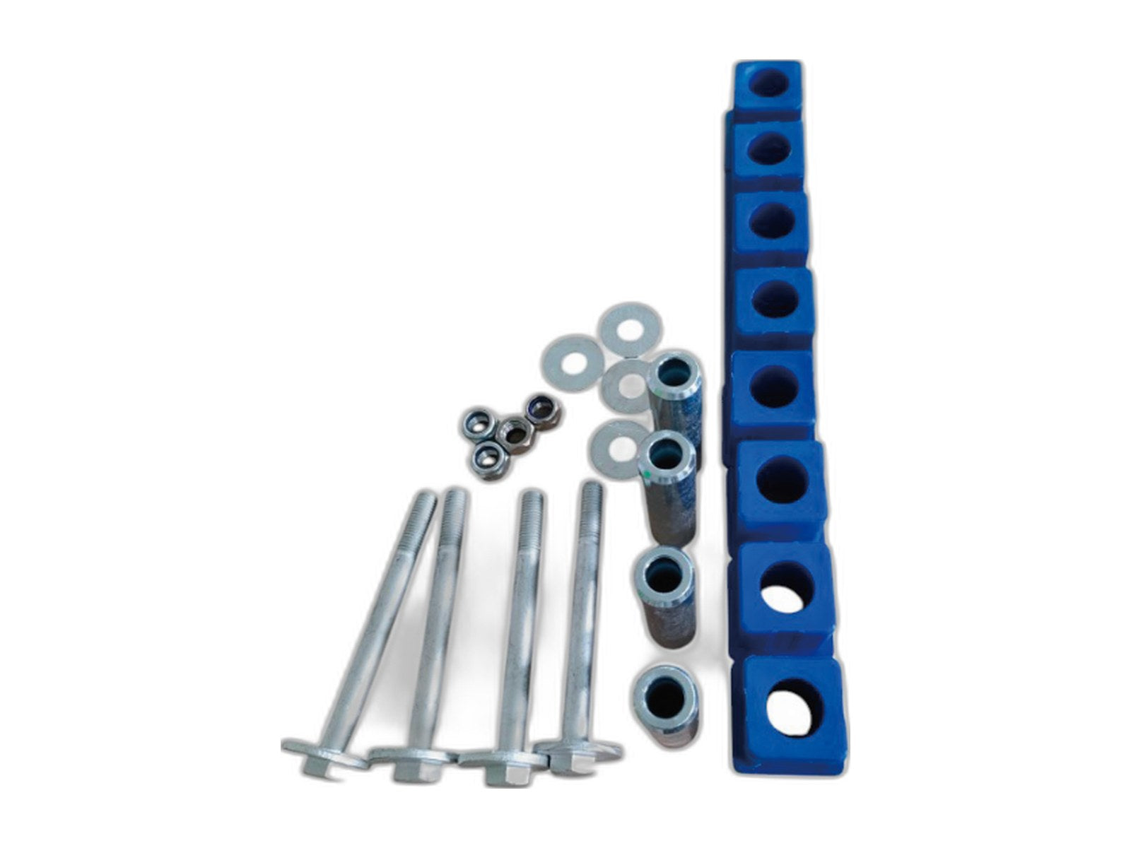 complete suspension accessory parts sets on white background