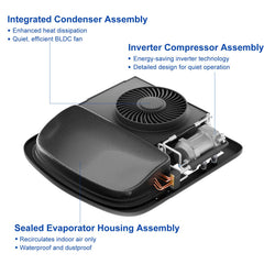 OutEquipPro Summit 2 12V rooftop RV air conditioner, black - view 3