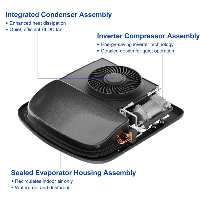 OutEquipPro Summit 2 12V rooftop RV air conditioner, black - view 3