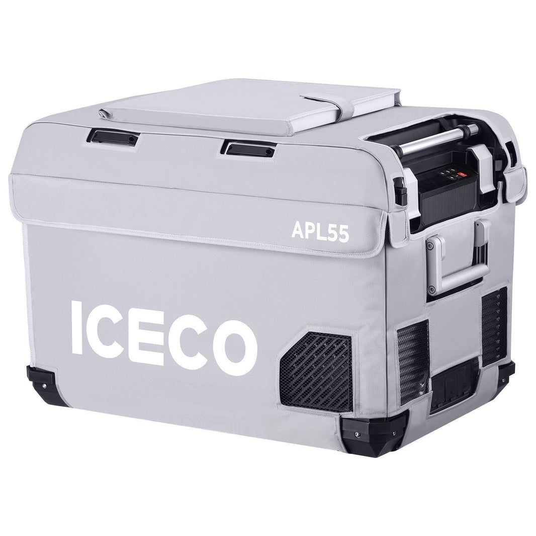 ICECO APL55 insulated protective cover on an APL55 portable fridge, gray
