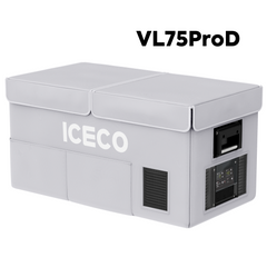 ICECO insulated protective cover on a VL75ProD dual zone fridge, gray