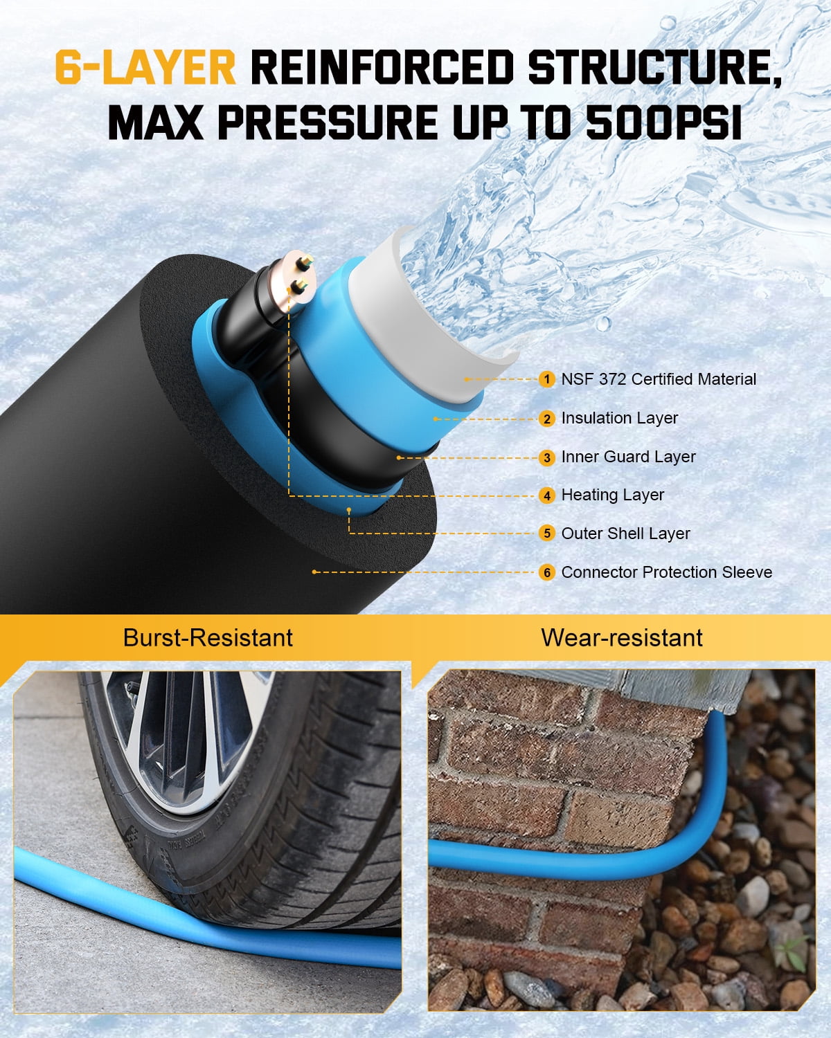Kohree 25 ft heated water hose, view 2