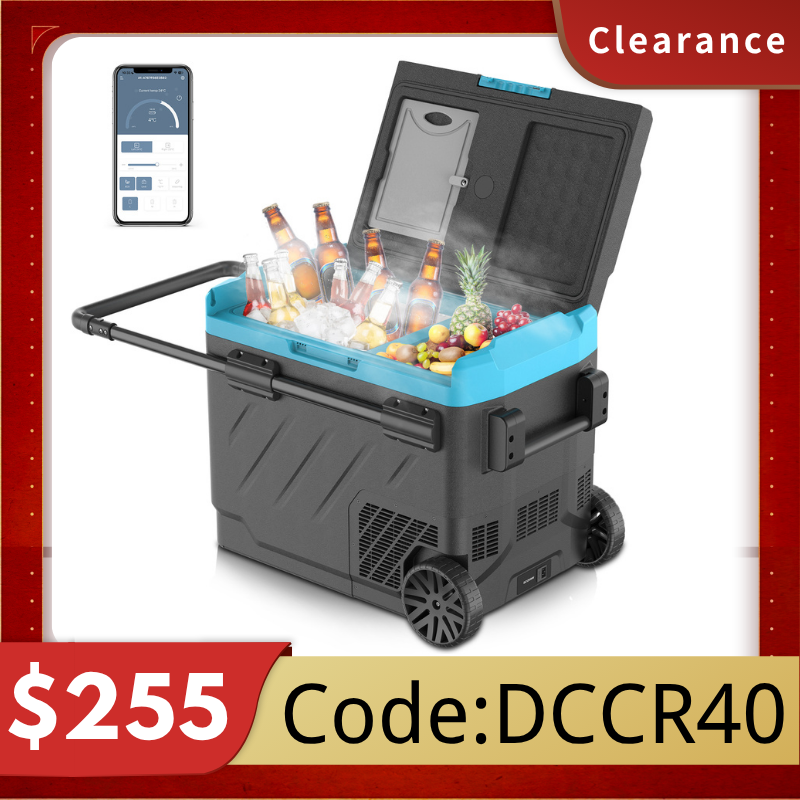 Renogy 42 quart portable refrigerator with wheels and handle