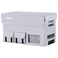 ICECO insulated protective cover on an APL35 portable fridge, gray