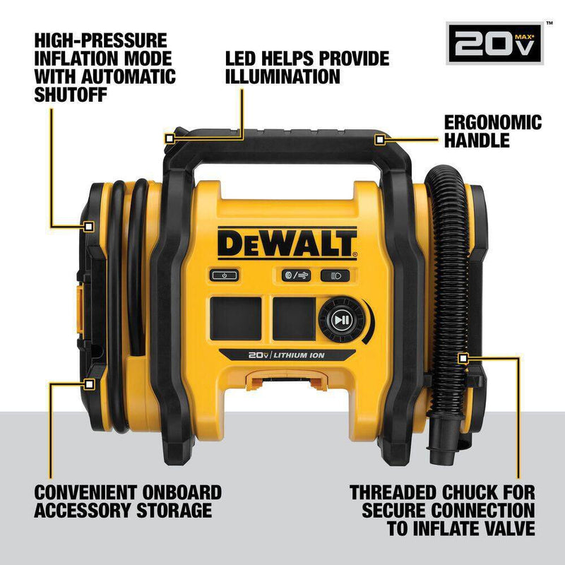 DEWALT 20V MAX portable tire inflator detail