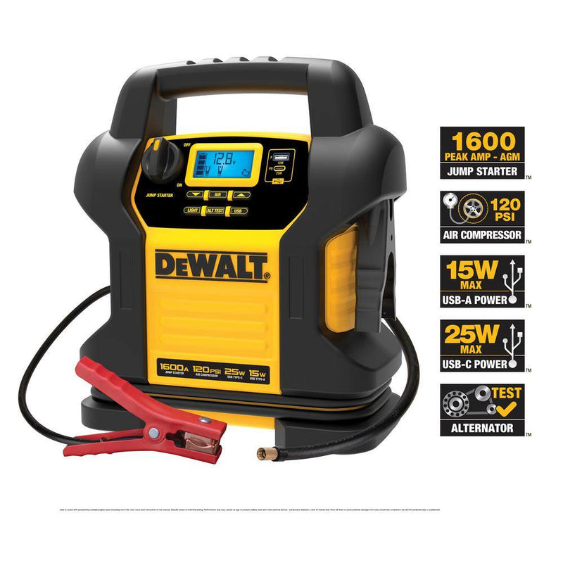 DEWALT 1600 peak amp jump starter detail