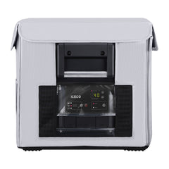 ICECO insulated protective cover on a VL35ProS portable fridge, gray