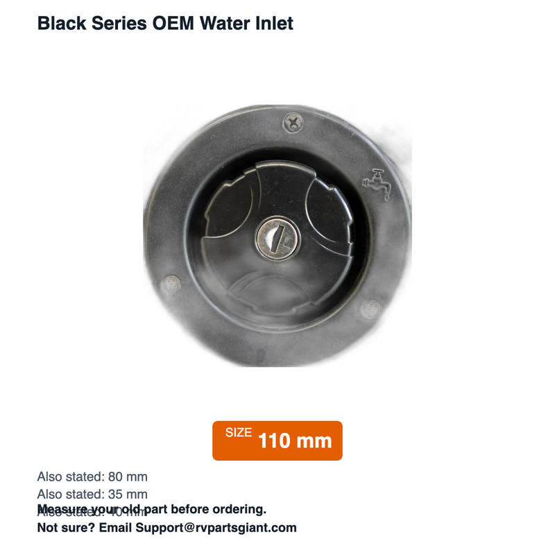 Black Series OEM Water Inlet - dimensions