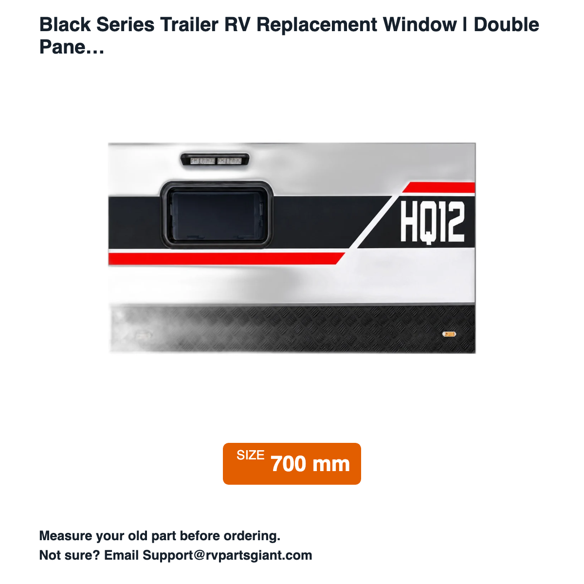 Black Series Trailer RV Replacement Window | Double Pane Acrylic | Fly Screen & Shade | 11.8” × 27.6 - dimensions