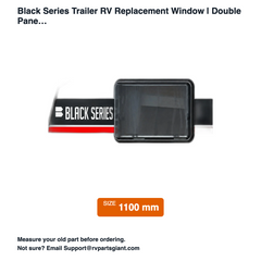 Black Series Trailer RV Replacement Window | Double Pane Acrylic | Fly Screen & Shade | 21 — size 1100 mm