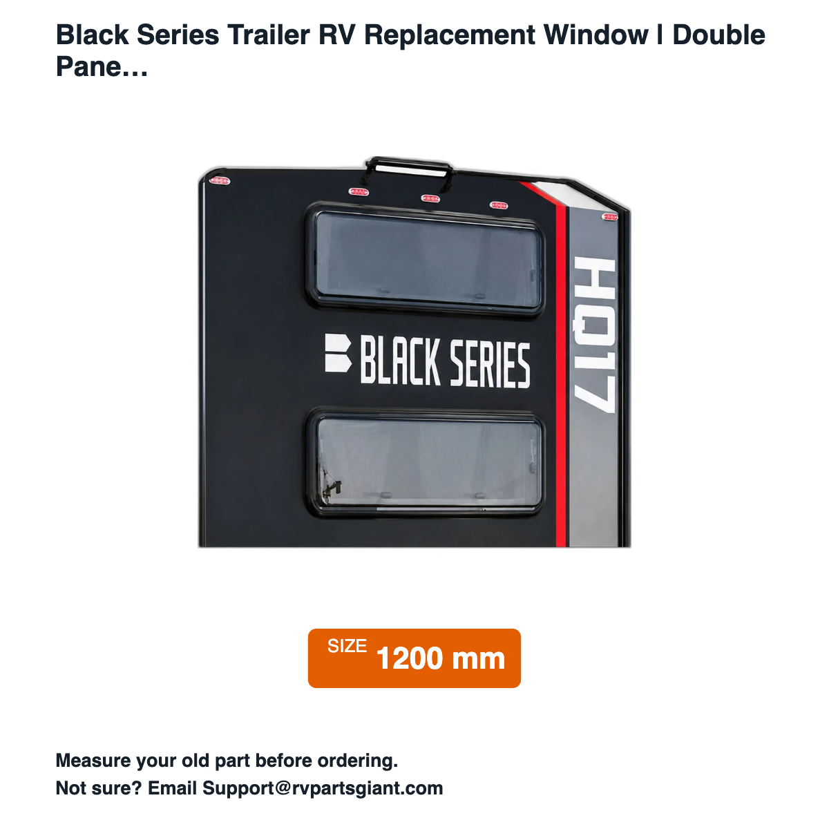 Black Series Replacement Window 13.8 x 47.2 in (350 x 1200 mm) - dimensions
