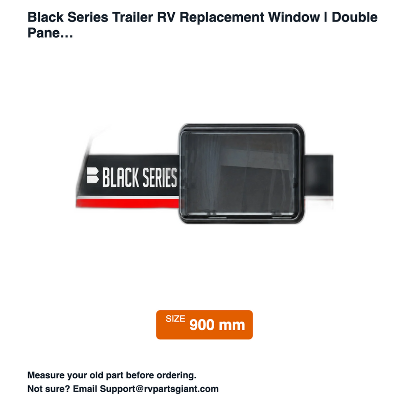 Black Series Replacement Window 21.7 x 35.4 in (550 x 900 mm) - dimensions