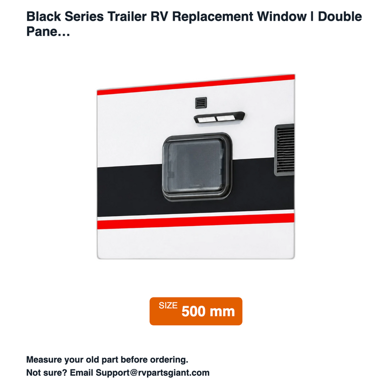 Black Series Replacement Window 11.8 x 19.7 in (300 x 500 mm) - dimensions