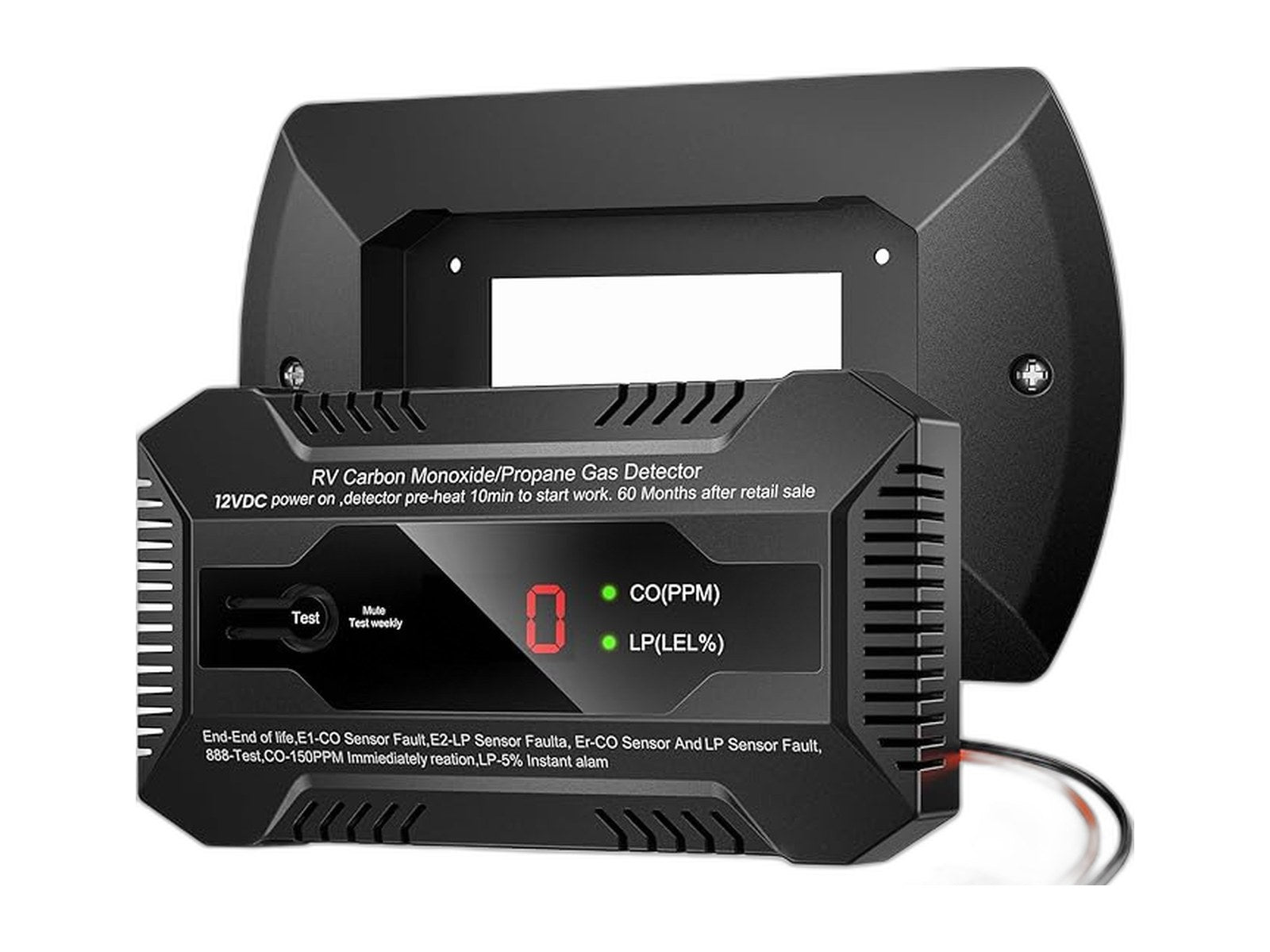 dual co lp alarm with bracket rv carbon on white background