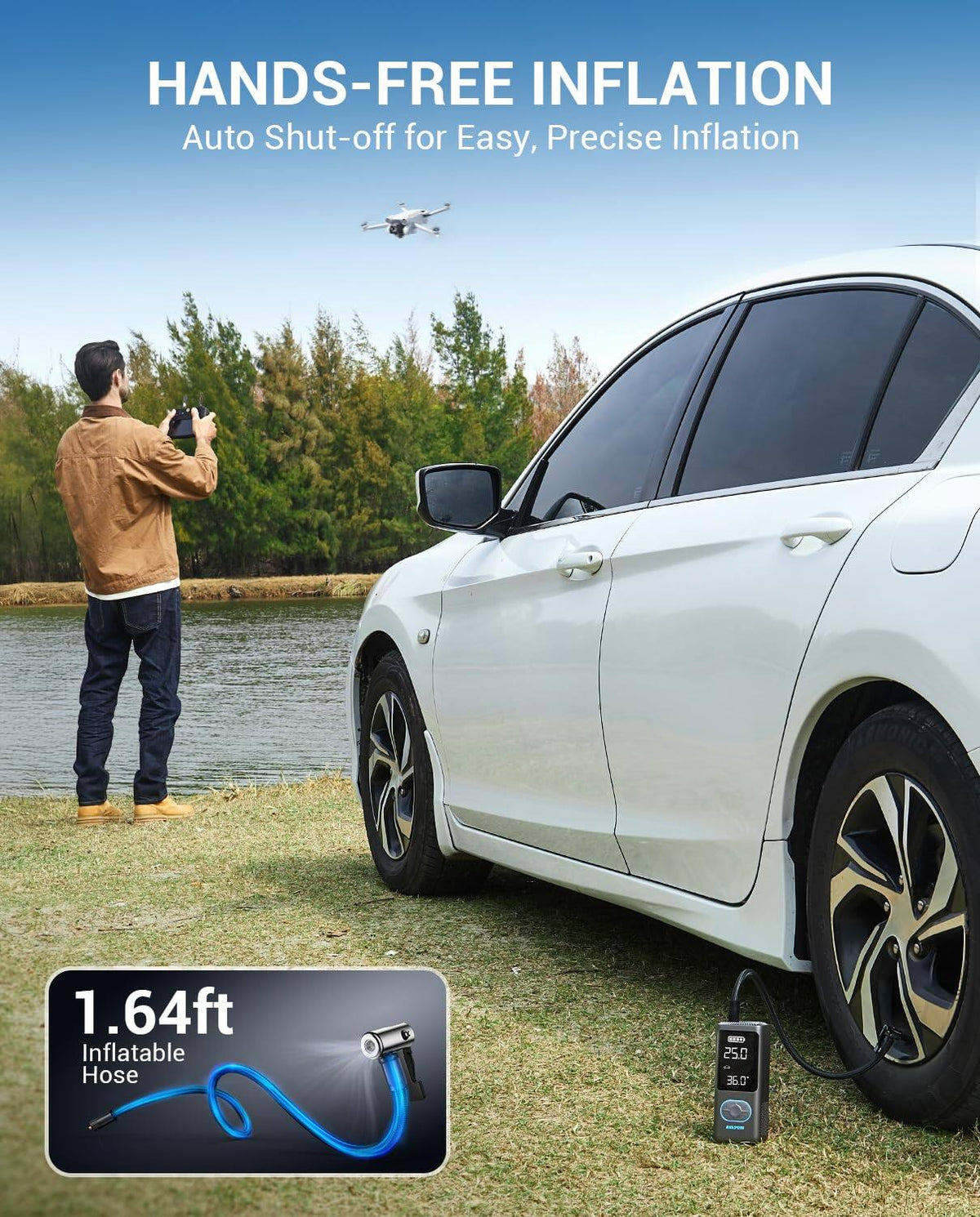 Cordless portable tire inflator, view 3