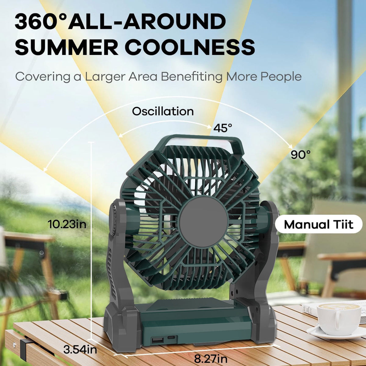 GVDV camping fan with LED lantern, view 3