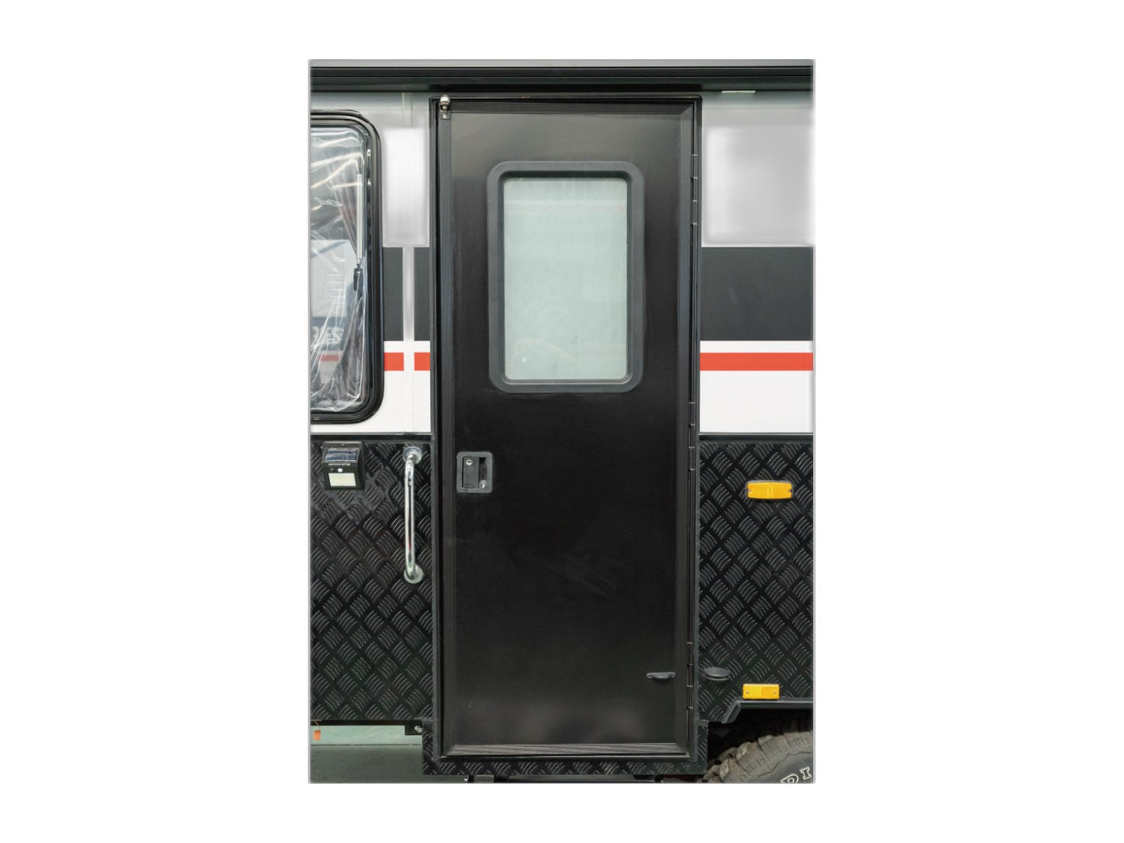 entrance door full assembly with window screen door on white background