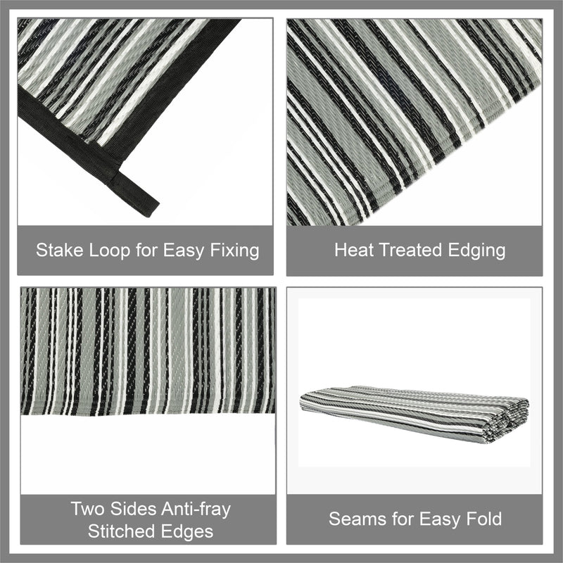 Reversible RV patio mat 6 x 9 ft, gray