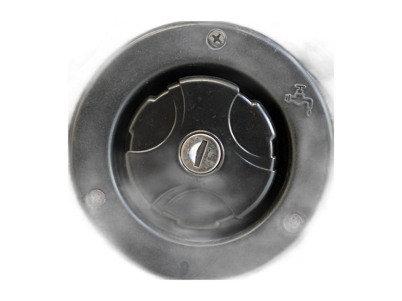 Black Series OEM lockable water fill inlet on white background