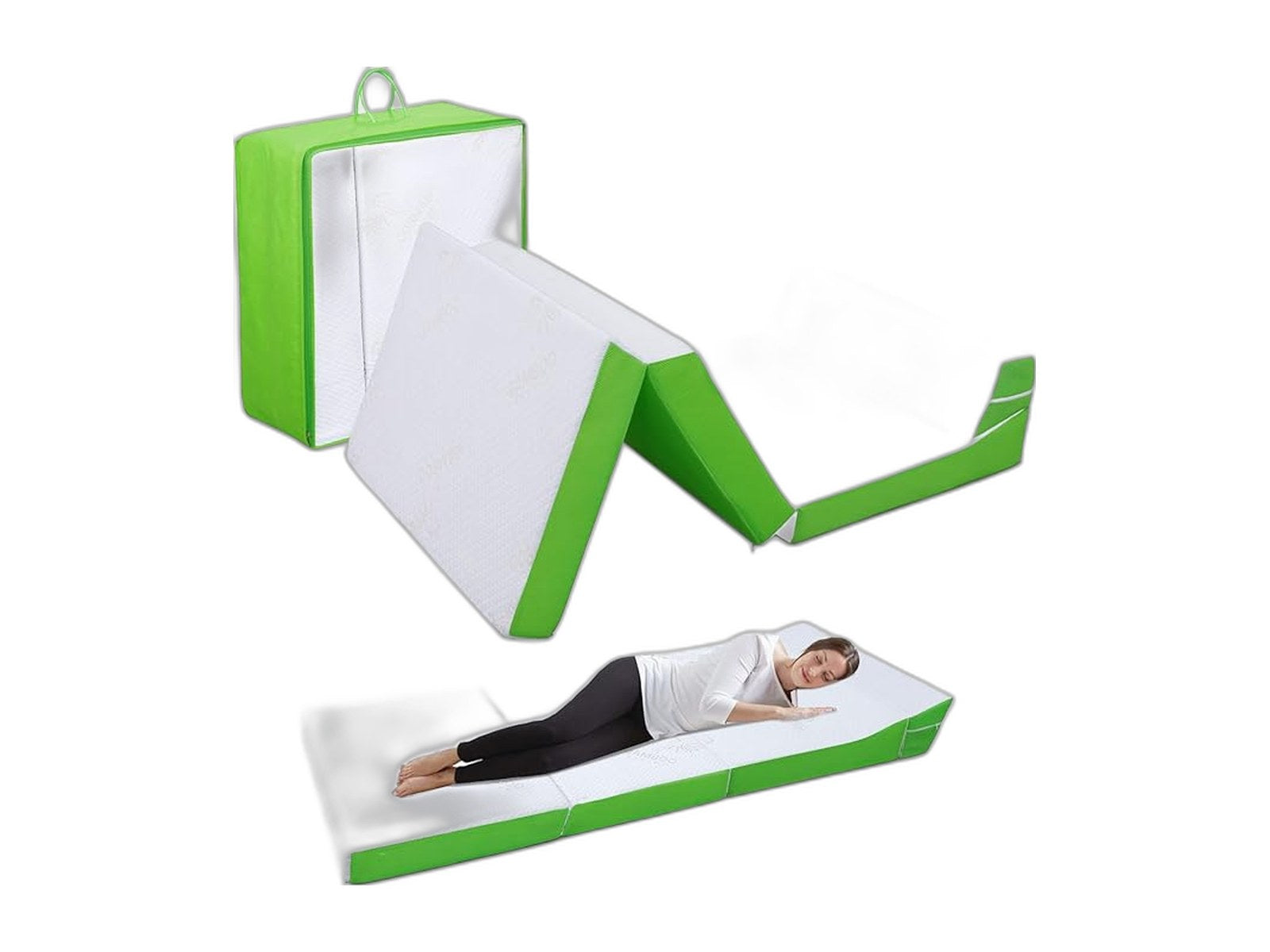 foldable mattress with pillow 4 inch memory foam on white background
