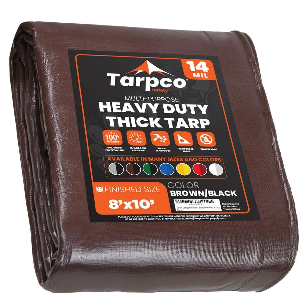 TARPCO SAFETY brown and black tarp, 8 x 10 ft