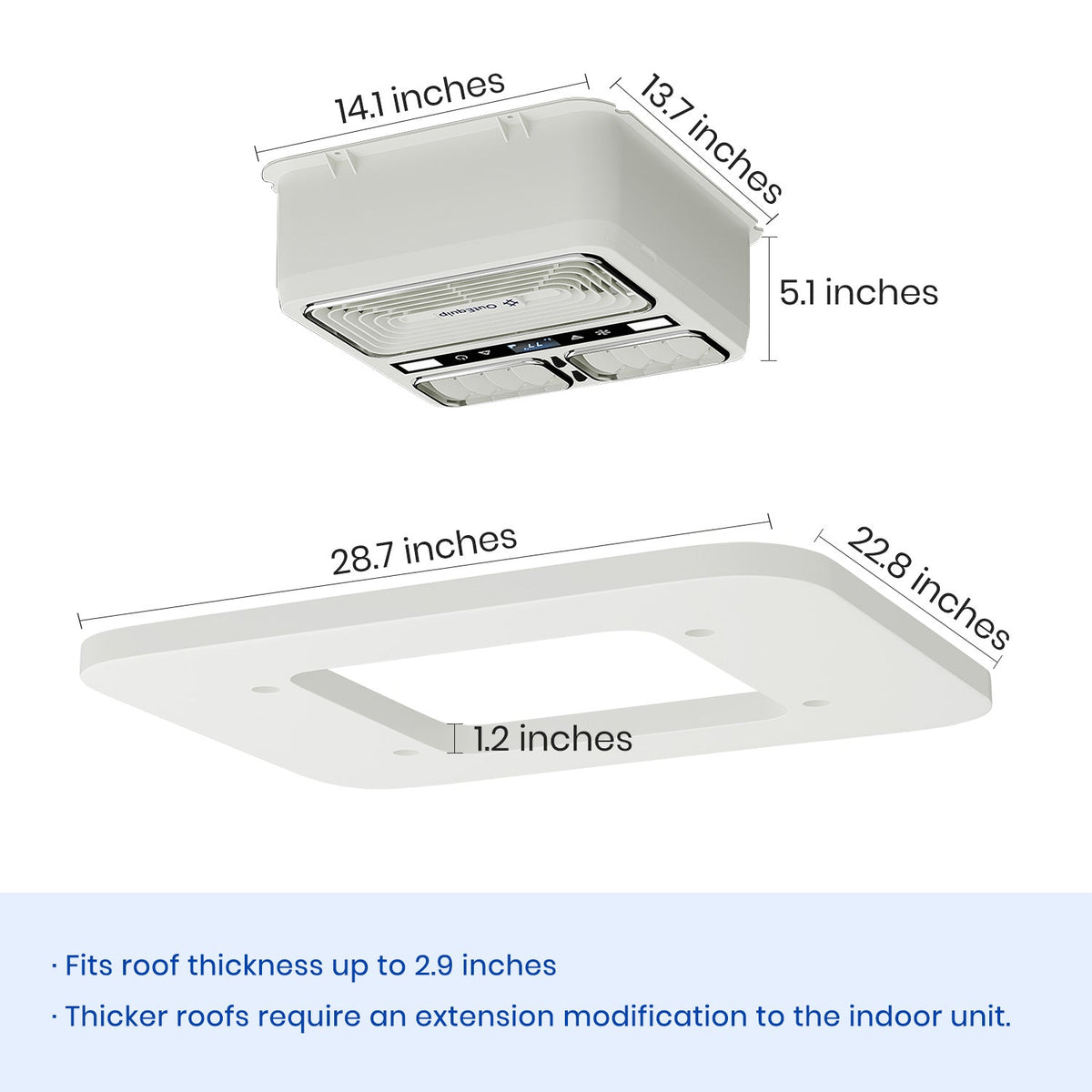 OutEquipPro Glacier Pro 110V rooftop RV air conditioner, white - view 5