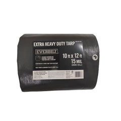 Gray and black extra heavy duty tarp, 10 x 12 ft