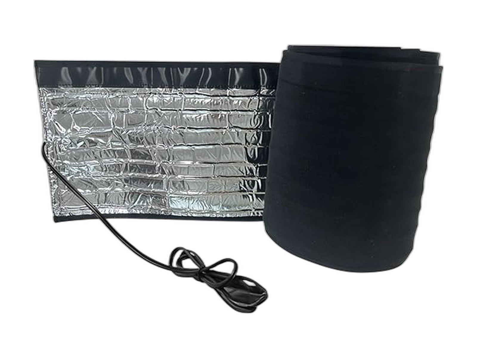heated rv sewer hose cover 14ft 120v freeze on white background